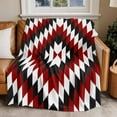 thumbnail image 2 of Aztec Southwest Flannel Blanket for Bed,Travel and Camping, Vintage Abstract Red Black Geometric Rustic Super Soft Cozy Blanket for All Seasons 60"x80", 2 of 7