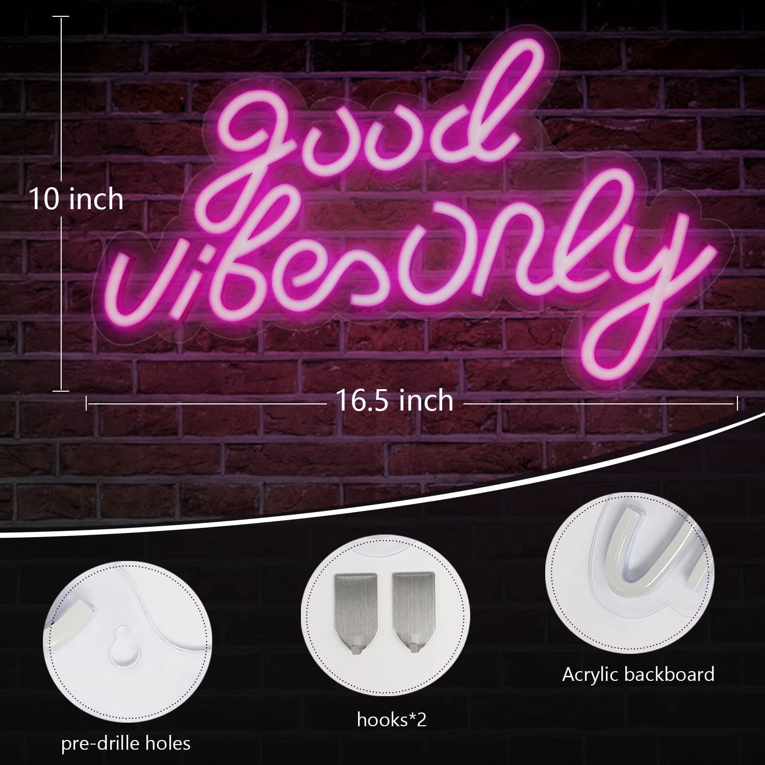 GOOD VIBES ONLY ネオン 看板 NEON SIGN デザイン、省エネ、バー