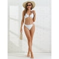 thumbnail image 5 of DARING DIVA Women's Ribbed Textured Halter Bikini Set Large White, 5 of 6