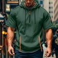 thumbnail image 2 of Mens Zip Hoodie Short Sleeve Sweatshirts Running Hoody Pullover Men's Active Stretchable Jacket Wicking Long Sleeve Fall Hooded Outwears Leaisure Tshirt Fitness Fit Streetwear, 2 of 5