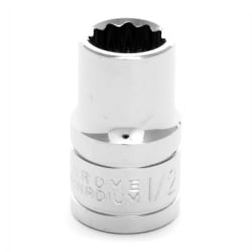 Chrome Socket, 1/2"" Drive, 1/2"", 12 Point, Shallow