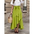 thumbnail image 3 of OYYN Women's A-Line Asymmetrical Ruffle Hem Tie Waist Maxi Skirt, 3 of 6
