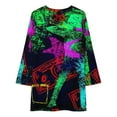 thumbnail image 3 of Neo Pop Art Blacklight Glow in The Dark Loose Dress Evening Dress Summer Dresses for Women Luxury Dress Long Sleeved Dress, 3 of 4