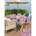 thumbnail image 5 of Outdoor Tablecloth with Umbrella Hole for Patio/Picnic/Party/Camping, Farmhouse Flowers Waterproof Table Cloth Rectangle Table Cover Washable, Spring Watercolor Purple Pink Floral Beige (52"x 70"), 5 of 8