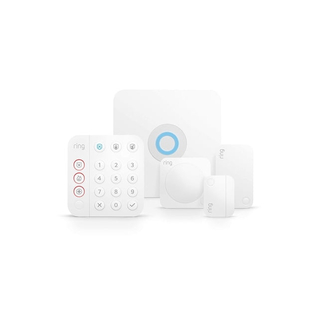 Kit de alarma tipo anillo con sistema de seguridad para el hogar de 5 piezas con subíndice.