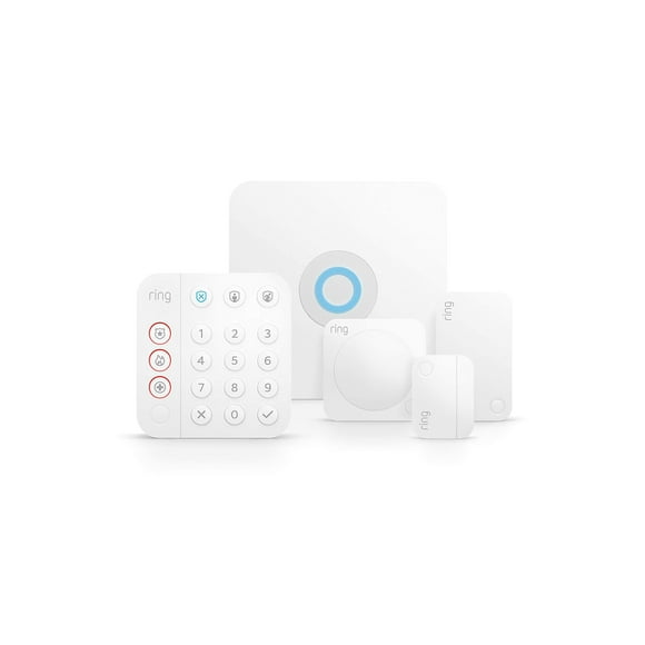 Kit de alarma tipo anillo con sistema de seguridad para el hogar de 5 piezas con subíndice.