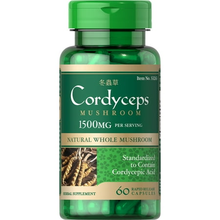 Cordyceps Mushroom - Puritan's Pride Cordyceps Mushroom 750 mg-60 Capsules