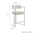 thumbnail image 3 of Counter Stool Chair, Silver White, Fabric, Metal, Bar Pub Cafe Bistro Dining Kitchen Hospitality Restaurant, Modern Contemporary, HB37849, 3 of 10