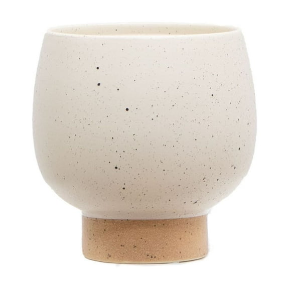 Mainstays 5.5"H Small Indoor Speckle Cream Ceramic Planter with Tan Base