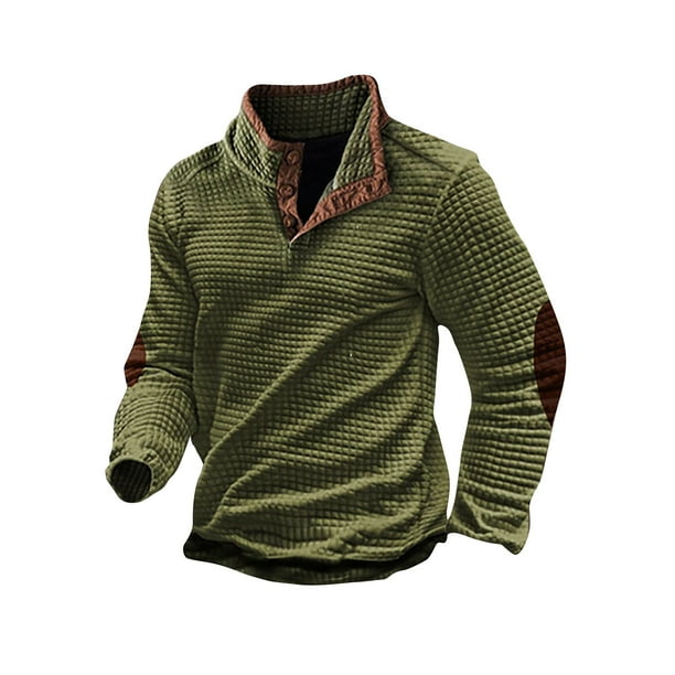 pstuiky camisetas de manga larga para hombre, Camisa/Top de manga larga con cuello alto, holgada, con cremallera y cuello alto para hombre salir tops m