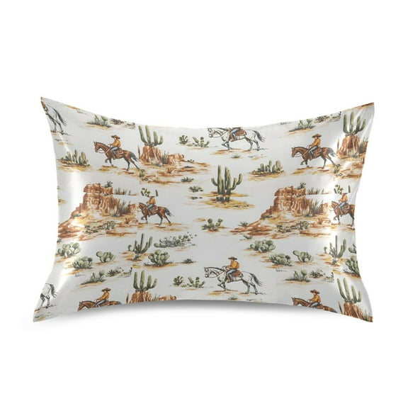 Ryvnso Satin Pillowcase Western Cowboy Horses Pillow Cases Standard Size 26x20in