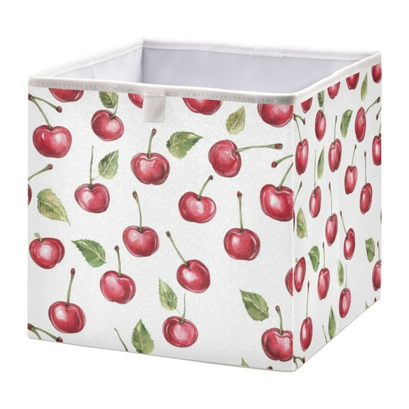 Cabinet Storage Basket 11.02x11.02x11.02 Inches Storage Box Foldable, Storable and Easy to Assemble ，Open Home Storage Bins ，Closet Storage Bins Lovely Red Cherry