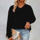 thumbnail image 2 of Gibobby Camisa De Invierno Sudadera informal holgada con cuello redondo y manga larga bordada de Color sólido para mujer（Negro， L), 2 of 5