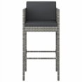 thumbnail image 1 of vidaXL 3 Piece Garden Bar Set with Cushions Poly Rattan Grey, 1 of 5