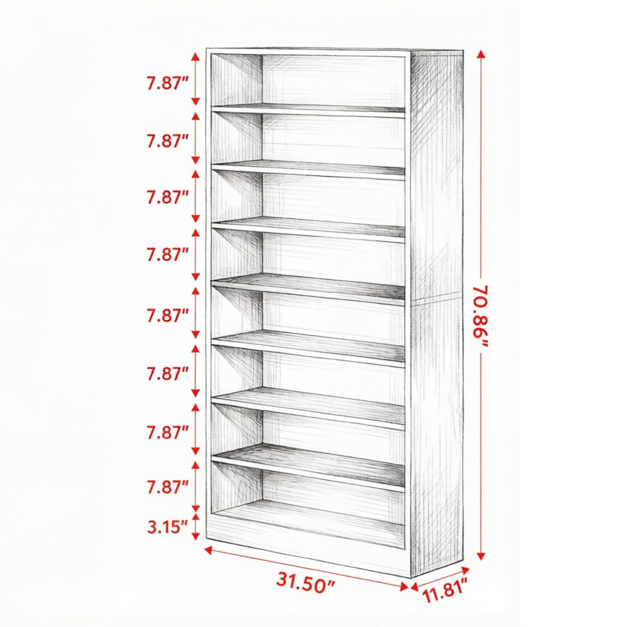 Bookshelf, 40.94 in Particle Board Storage Cabinet