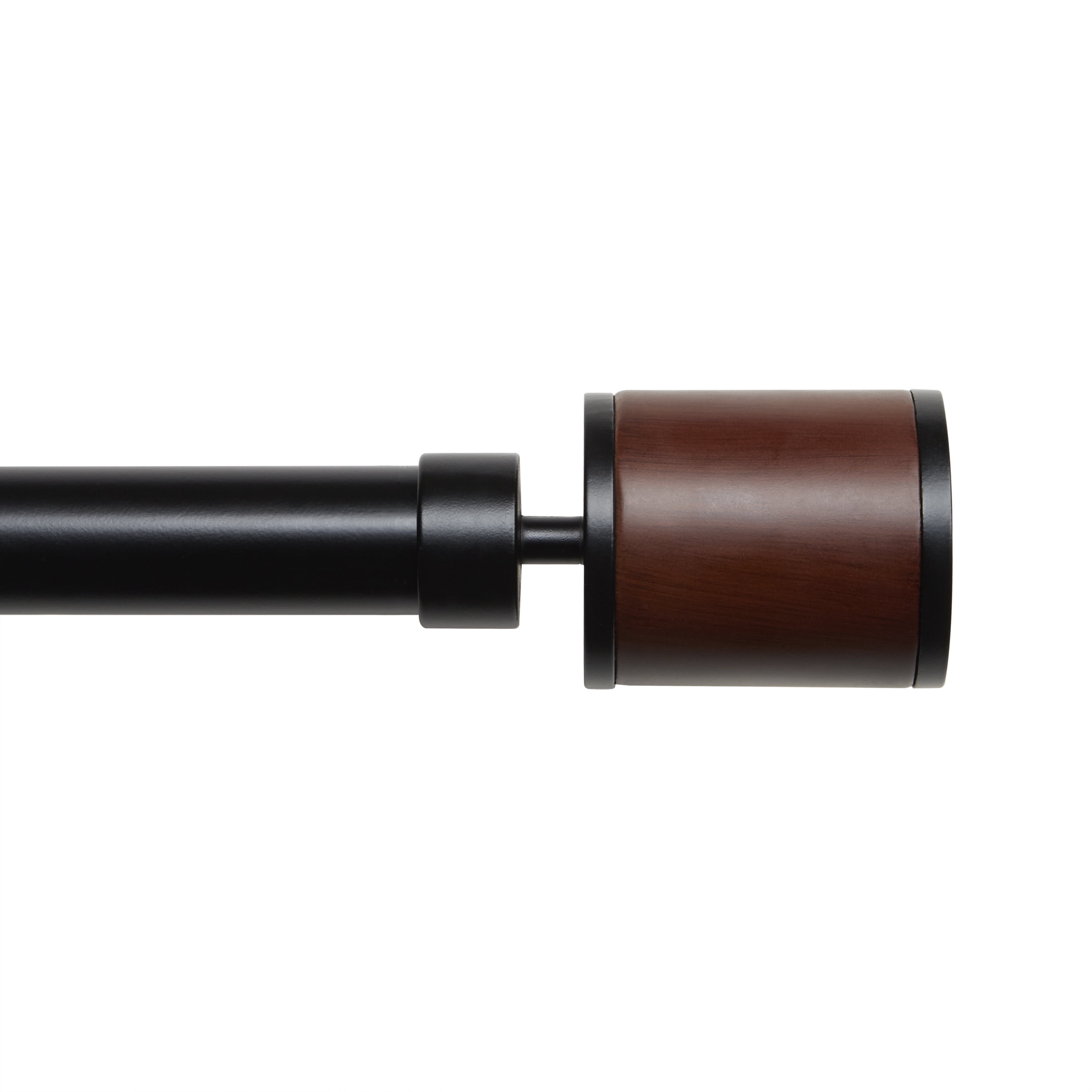 Exclusive Home Rimini 1" Window Curtain Rod and Finial Set, Black, Adjustable 66"-120"