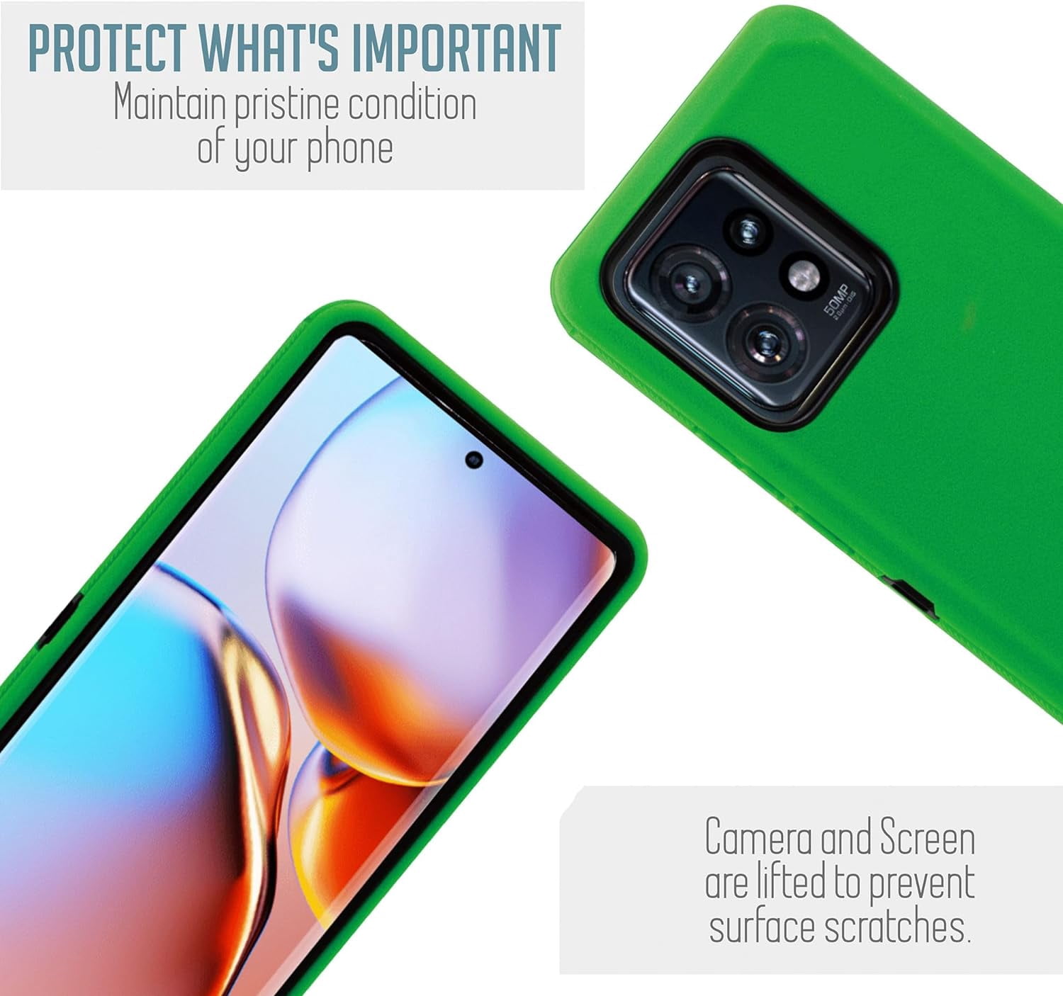 ThousandGear Compatible for Motorola Moto Edge 2023/Edge 40 Case with Clip Belt Holster, Heavy Duty Military Grade Drop Protective Case (Green) & Fast Wall Charger Kit