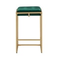 thumbnail image 3 of Weston Home Oddie Gold Finish Velvet Button Tufted Counter Stools, Dark Green (Set of 2), 3 of 10