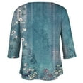 thumbnail image 4 of ADSSDQ Plus Size 3/4 Length Sleeve Womens Tops With Pocket Casual Summer Boho Floral Dress Shirts V-Neck Elbow Length Ladies Tops And Blouses Y2K Graphic Tees Fall Clothing Sky Blue L, 4 of 5