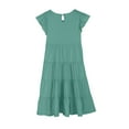 thumbnail image 6 of Dezsed Toddler Girl Casual Dresses Summer New Ruffled Short Sleeve Round-Neck Solid Color Beach Dresses Baby Girl Clothes Green 10-11 Years, 6 of 7