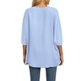 thumbnail image 3 of Women's T-Shirt Dolman Sleeve Design V-Neck Chiffon Splicing Breathable Summer Streetwear Tops, 3 of 5