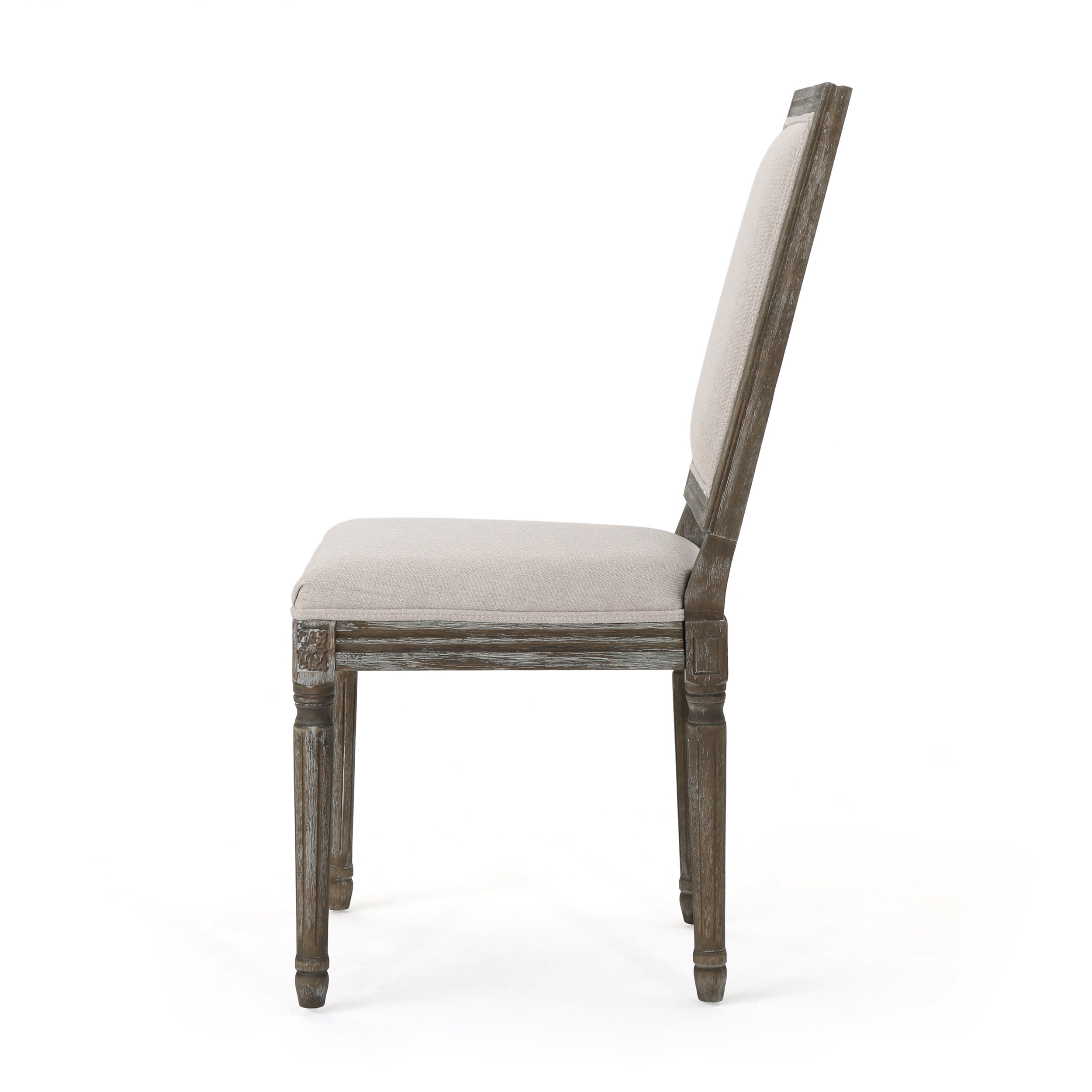 Noble House Dior Indoor Traditional Fabric Dining Chairs, Wheat, Dark Brown