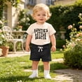thumbnail image 5 of Toddler Boy Outfits Letter Print Short Sleeve Crew Neck T-Shirt Top And Shorts 2 Piece Outdoor Wear Baby Boys' Clothing Sets Size 18-24 Months, 5 of 9