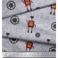 thumbnail image 3 of Soimoi Grey Moss Georgette Fabric Cartoon Machine & Gear Parts Hardware Printed Fabric 1 Yard 42 Inch Wide, 3 of 3
