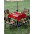 thumbnail image 3 of Outdoor Tablecloth with Umbrella Hole and Zipper, Valentine's Day Square Table Cloth 60x60 Inch Waterproof Tablecloth, Romantic Goblets Red Love Heart Bow Picnic Table Cover for Patio Camping, 3 of 7
