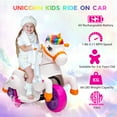 thumbnail image 5 of Jaxpety 6V Kids Ride on Unicorn, Rocking Horse Pony Toy Electric Car for Boys Girls w/ Music, Training Wheels, Colorful, 5 of 14