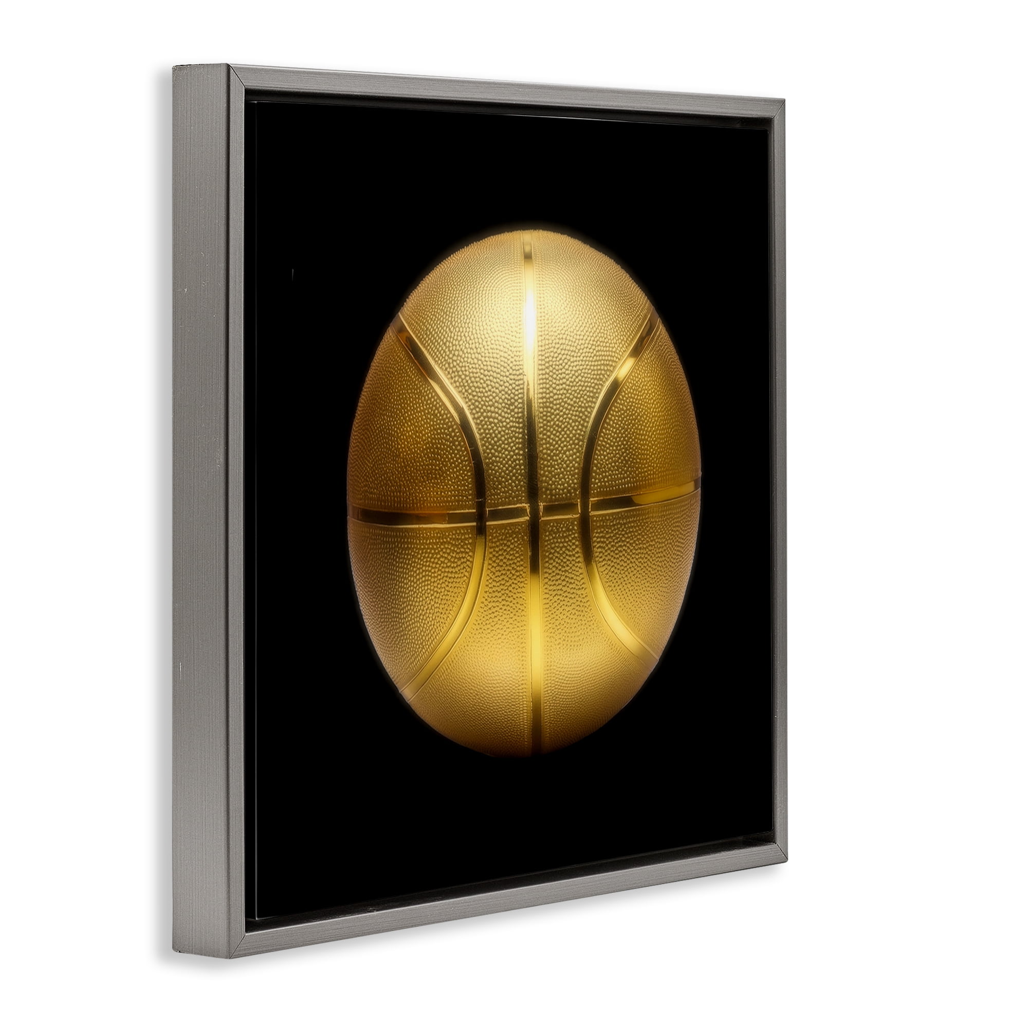 Stupell Industries Gold Designer Basketball Sports Painting Gray Floater Framed Canvas Art Print Wall Art, 25 x 25