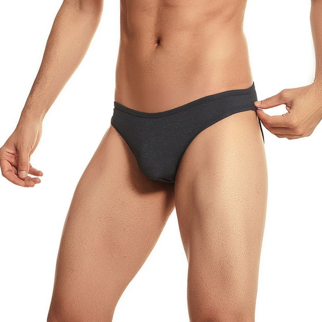ylioge Mens Underwear Casual Mid Waisted Ribbed High-Cut Stretchy Solid Color Breathable Soft Basic Briefs