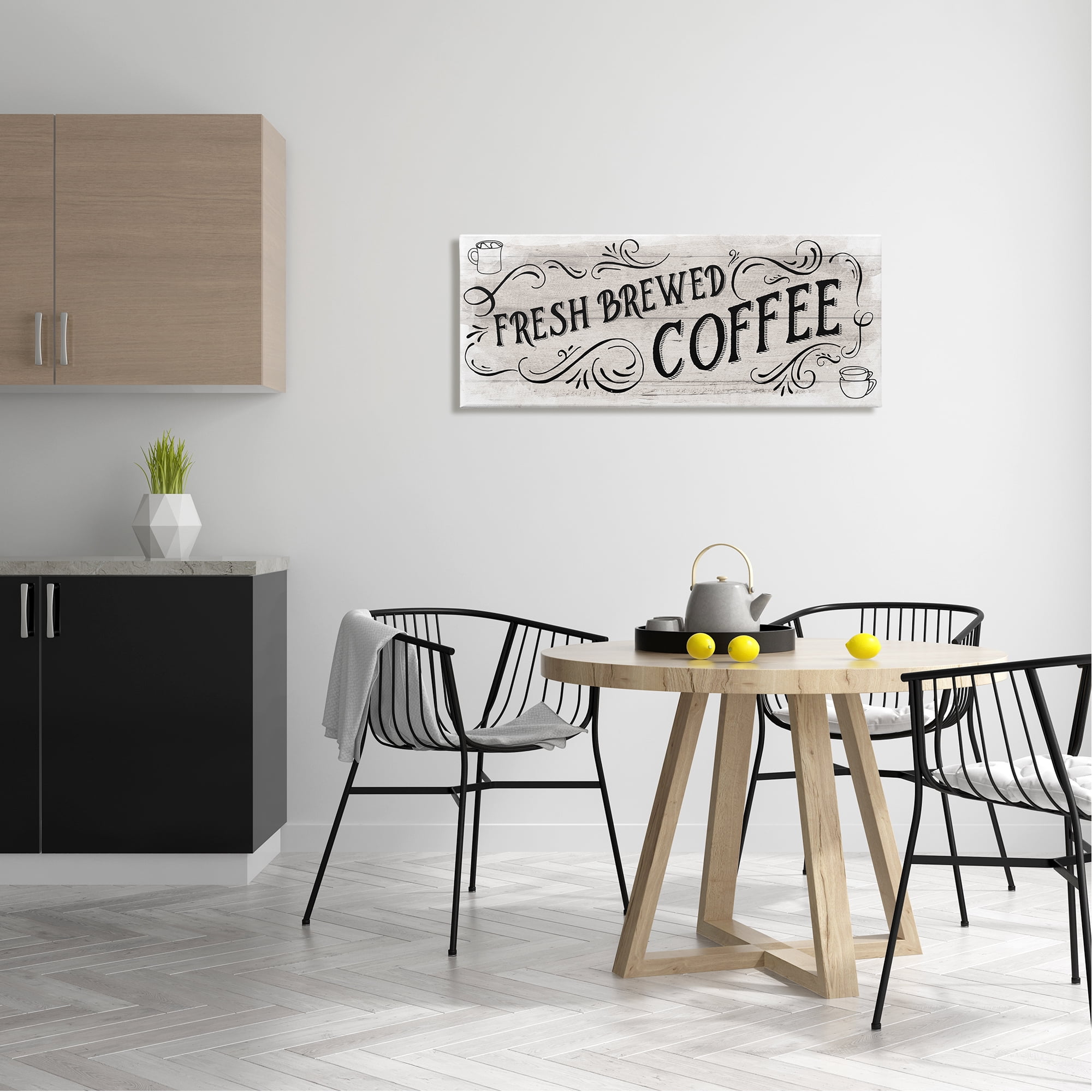 Stupell Industries Fresh Brewed Coffee Phrase Food & Beverage Painting Gallery Wrapped Canvas Art Print Wall Art, 40 x 17