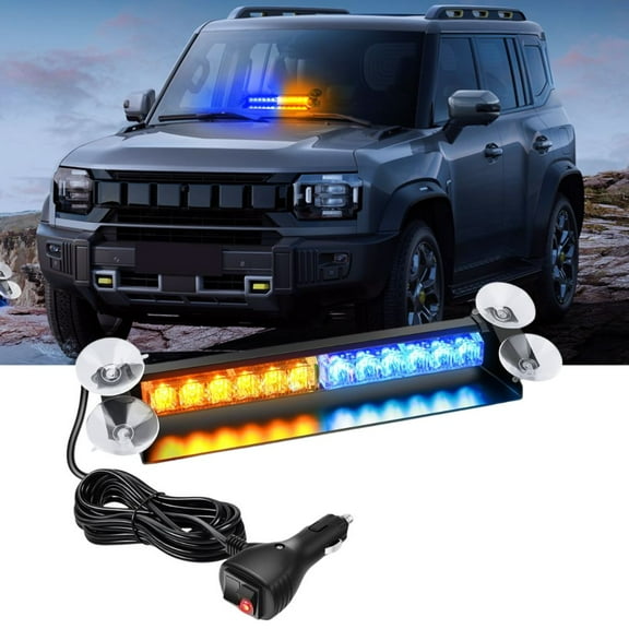 Nilight 12LED Traffic Advisor Strobe Light Bar Amber Blue Emergency Warning Hazard Safety Dash Front/Rear Windshield Flashing Lights for Cars Trucks