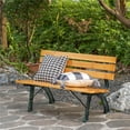 thumbnail image 2 of Gardenised Park Bench with Wooden Slats Seat and Backrest for 2 Persons Featuring Iron Frame and Legs - Perfect for Yard Patio Garden Balcony Deck Porch Playground and All Other Outdoor Spaces, 2 of 7