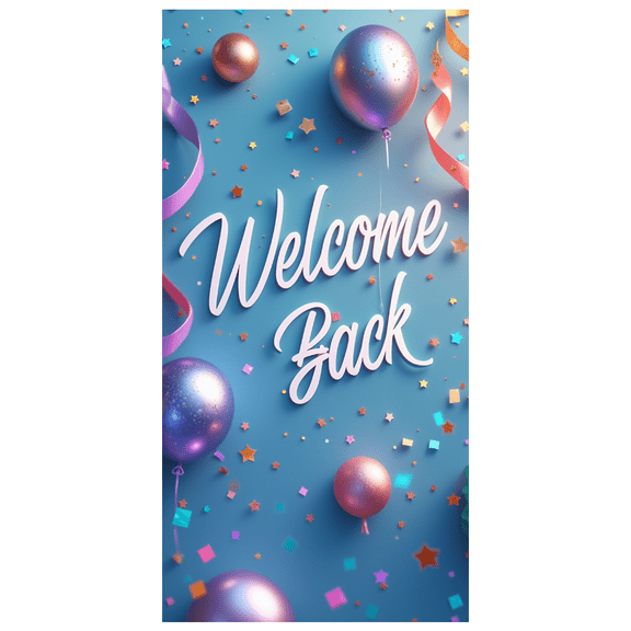 Colorful Design Welcome Back Banner Balloon Decoration Star Confetti Polyester Material for Office Party School Reunion Indoor Event