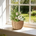thumbnail image 6 of Woven Planter Basket with Woven Handles Rattan Grass Woven Flower Basket Flower Pot Decoration Breathable Plant Container Plant Basket for Office Home Living Room Farmhouse Lawn, 6 of 6