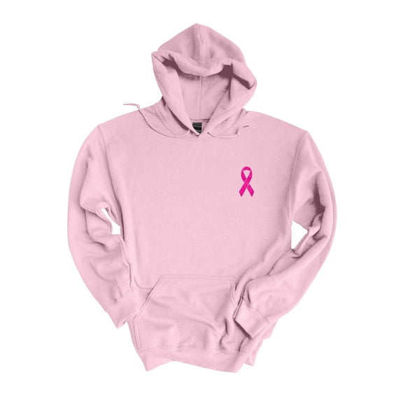 Womens Breast Cancer Awareness Hoodie Pink Ribbon Crest Hooded Sweatshirt-Light Pink-small