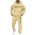 thumbnail image 2 of VBTAPA Happy New Year Sweatsuits for Men Tracksuit Outfits 2 Piece Fleece Hoodies and Sweatpants Sets Jogging Suits Khaki M, 2 of 6