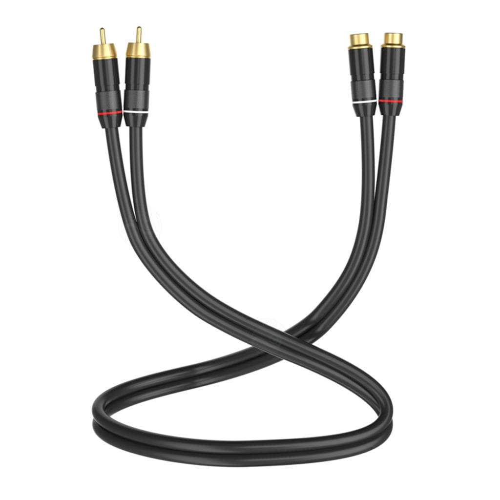 2RCA to 2RCA Cable Gold Plate Heavy Duty 2RCA Male to 2RCA Female Stereo Sound Extension Cable for Car Speakers