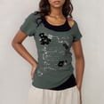thumbnail image 2 of Womens Y2k Tops 2000s Vintage Two Piece Short Sleeve T Shirt Graphic Print Crop Cute Fashion Tees, 2 of 4