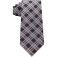 thumbnail image 1 of Kenneth Cole Mens Plaid Silk Self-tied Necktie, Black, One Size, 1 of 1