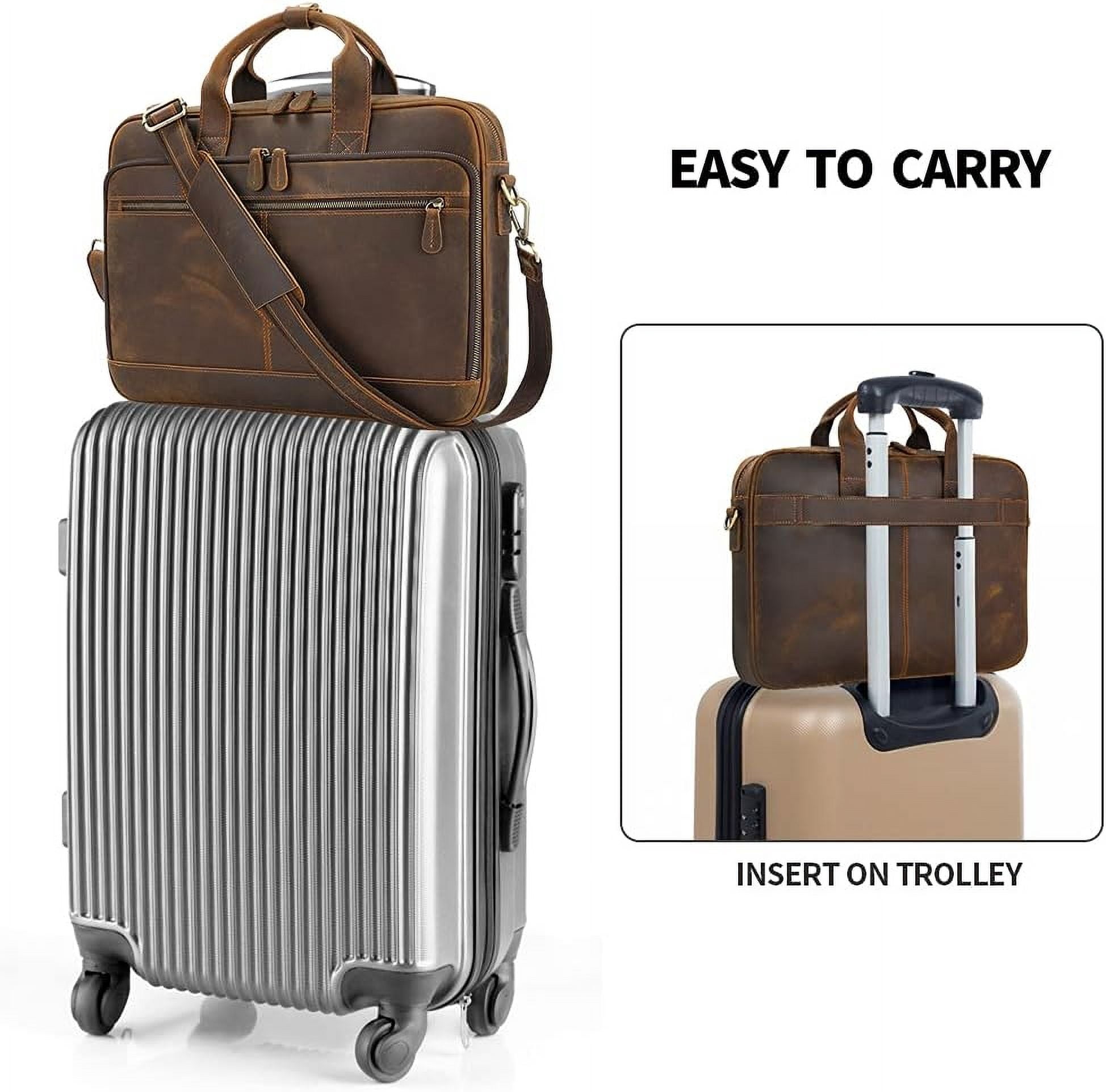 Full Grain Leather Briefcase for Men, Business Messenger Bag Laptop Bag Attache Case, Fits 15.6 Inch Laptop