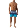 thumbnail image 2 of INSPIRE CHIC Men's Tropical Beach Color Block Drawstring Waist Mesh Lining Striped Board Shorts 32 Blue, 2 of 5
