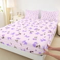 thumbnail image 3 of Homewish Purple Bowknot Floral Twin Sheet Sets,Country Floral Twin Fitted Sheet,Lovely Bow Knot Flat Sheet For Men Women,Breathable Home Decor,3 Pieces, 3 of 7