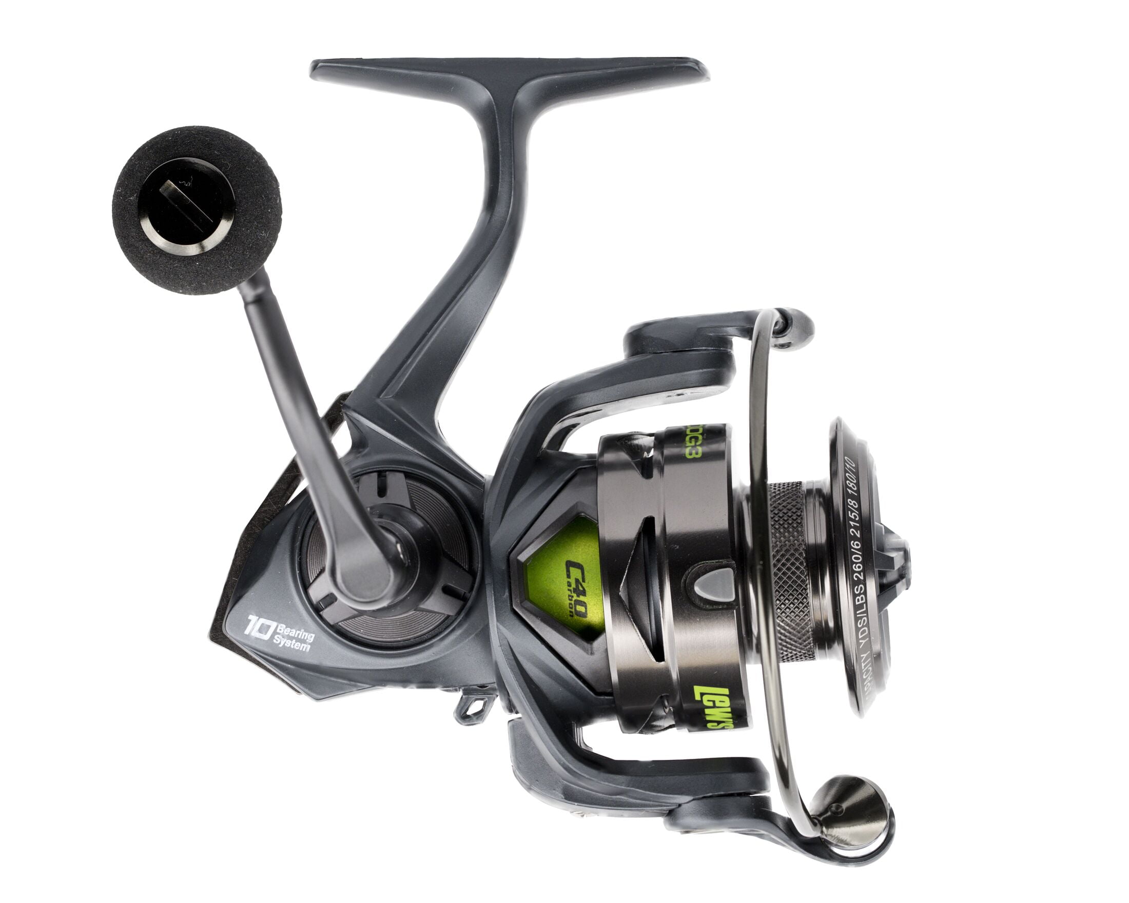 Lew's MACH 2 Spinning Fishing Reel, Size 200 Reel, Black/Green