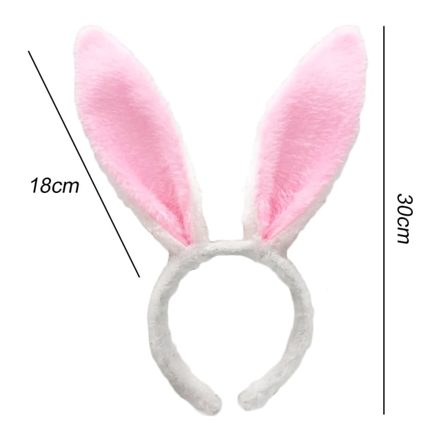 Diadema de orejas de conejo de peluche, diadema de orejas de conejo suave para Cosplay (blanco y rosa) Likrtyny Para estrenar