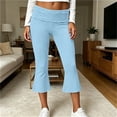 thumbnail image 5 of MLCDZ Women's Flare Capri Leggings with Pockets Tummy Control Elastic High Waisted Bootcut Yoga Pants Workout Sports Lounge Capris, 5 of 9