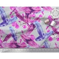 thumbnail image 3 of Soimoi Poly Georgette Fabric Flowers & Feather Printed Fabric 1 Yard 52 Inch Wide, 3 of 3