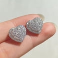 thumbnail image 6 of Stud Earring Gold Color Iced Out Cubic Zirconia Love Hearts Charm Women, 6 of 7